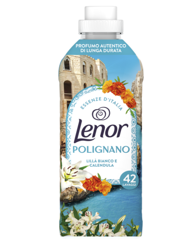 Lenor Polignano płyn do płukania Lilla Bianco e Calendula 42 płukań 882ml IT.png