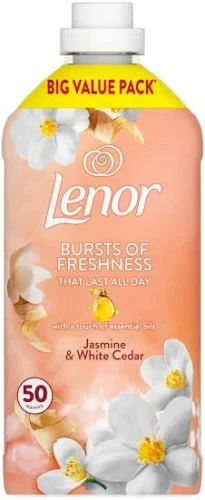 Lenor płyn do płukania Jasmine &amp; White Cedar 50 płukań 1,65l UK.webp